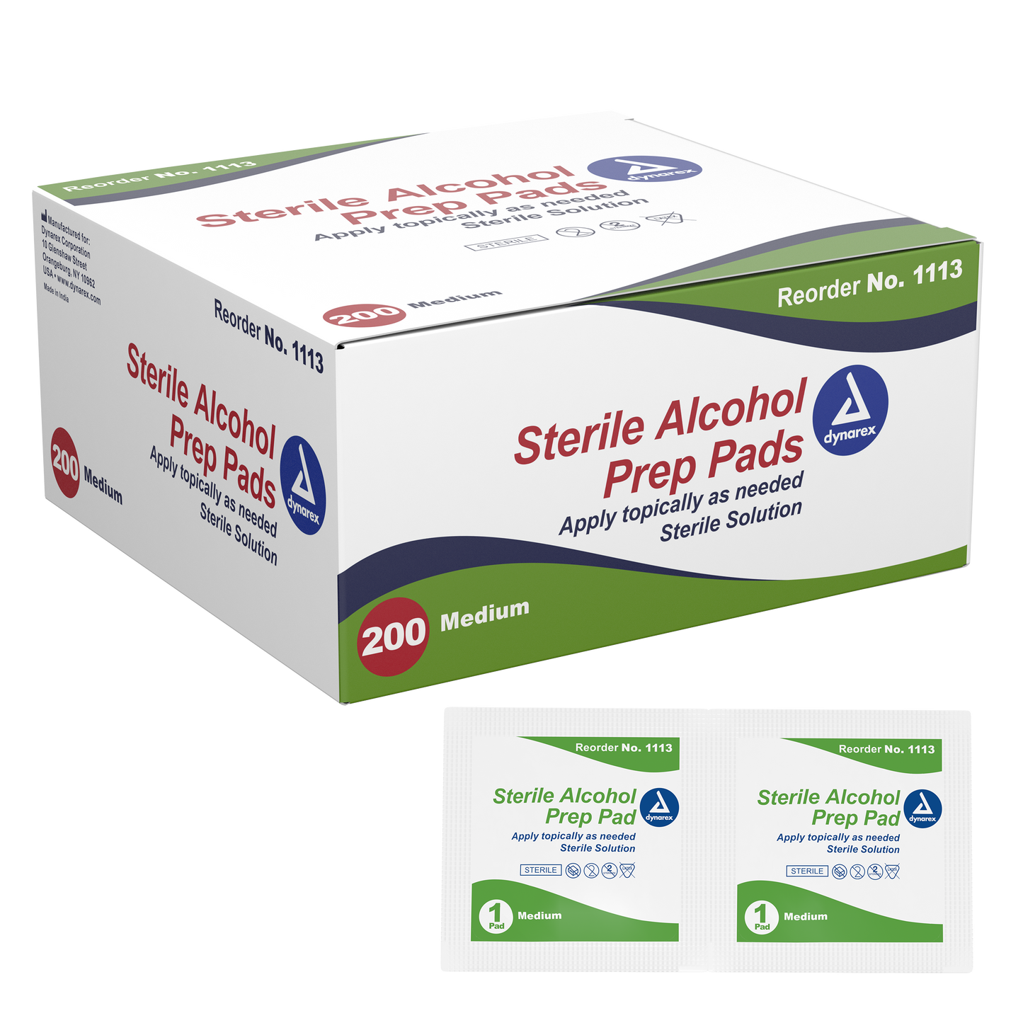 Dynarex Alcohol Prep Pad Sterile, Medium