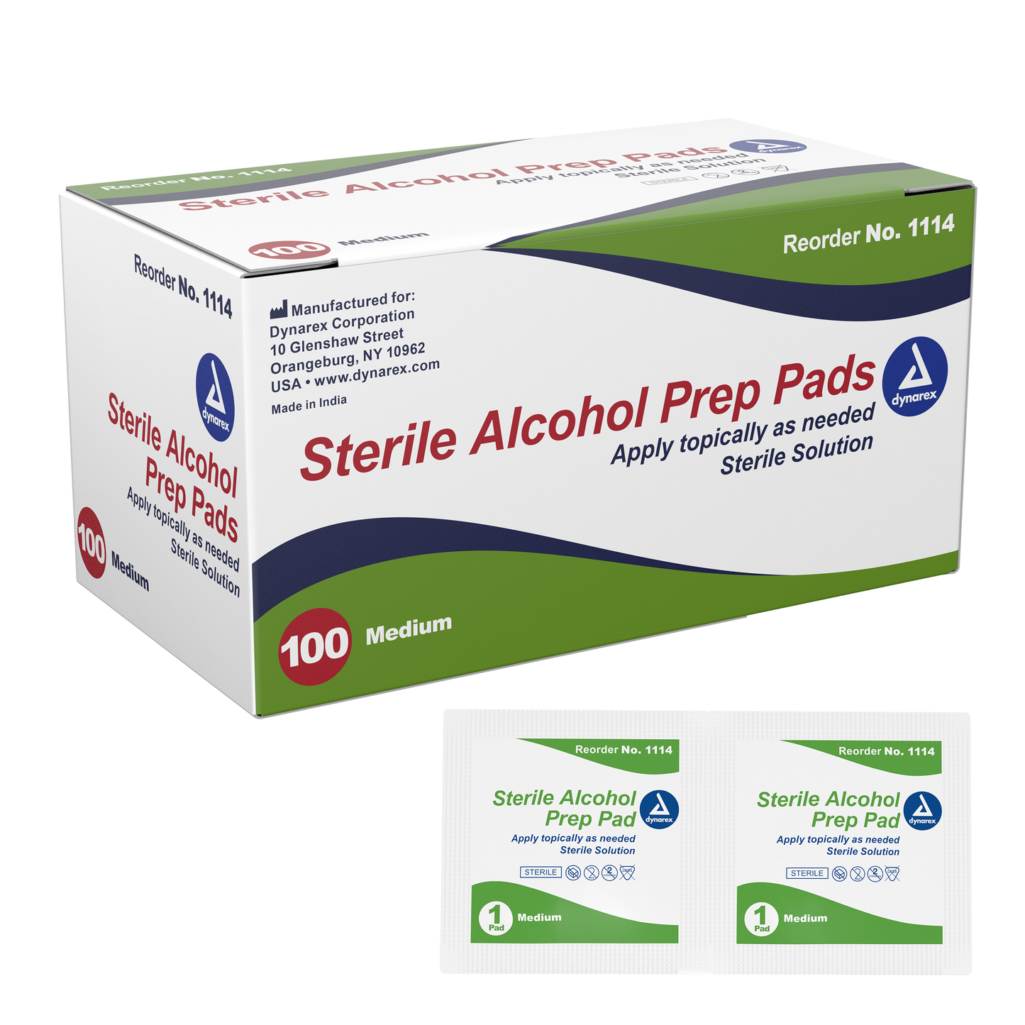 Dynarex Alcohol Prep Pad Sterile, Medium