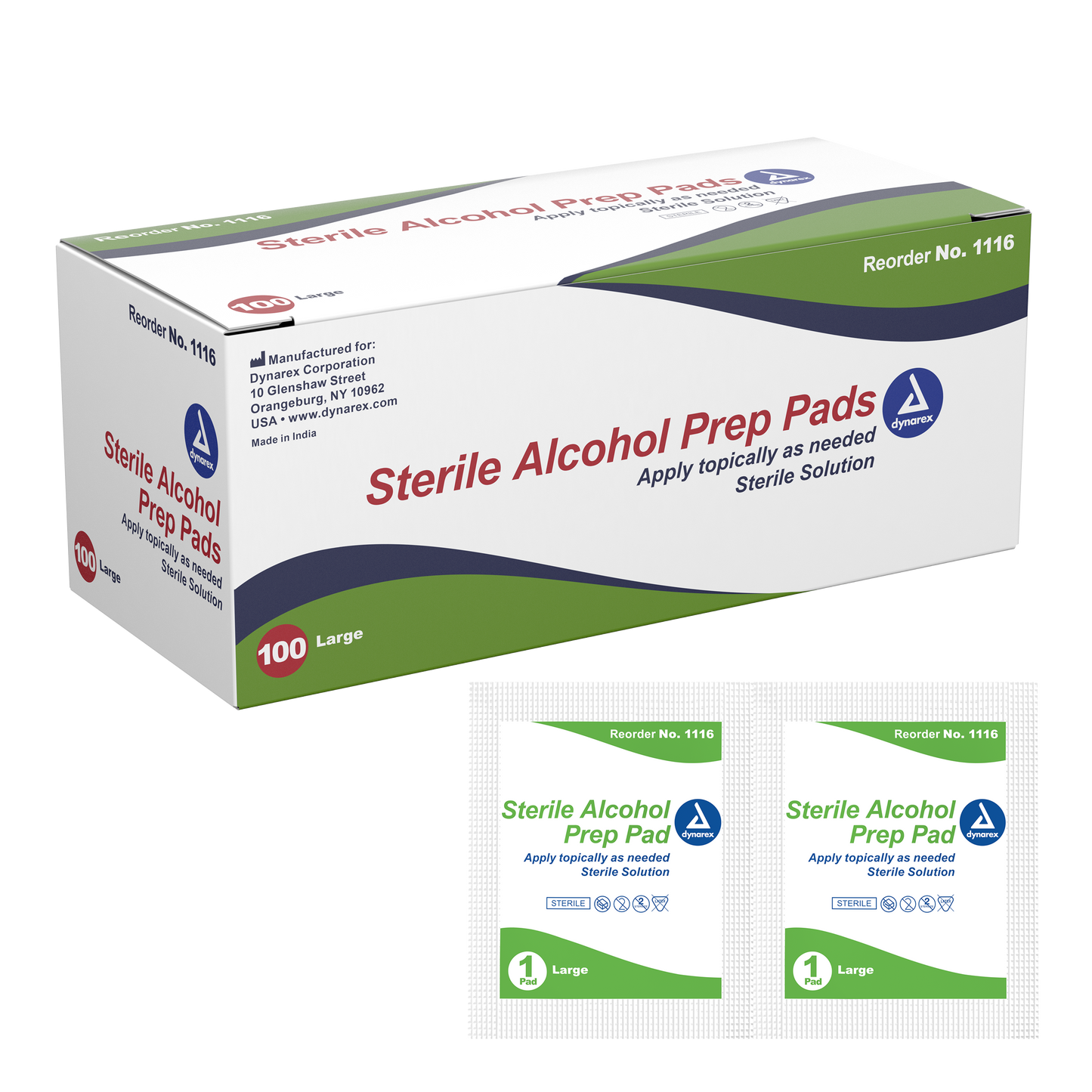 Dynarex Alcohol Prep Pad Sterile, Large